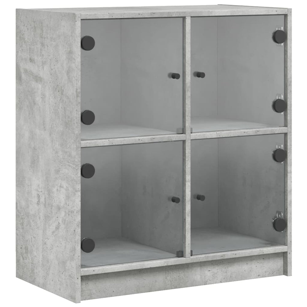 vidaXL Sideboard with Glass Doors Concrete Grey 68x37x75.5 cm