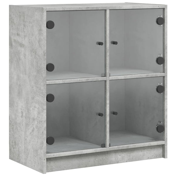 Betongrauer Beistellschrank mit Glastüren