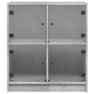 Betongrauer Beistellschrank mit Glastüren