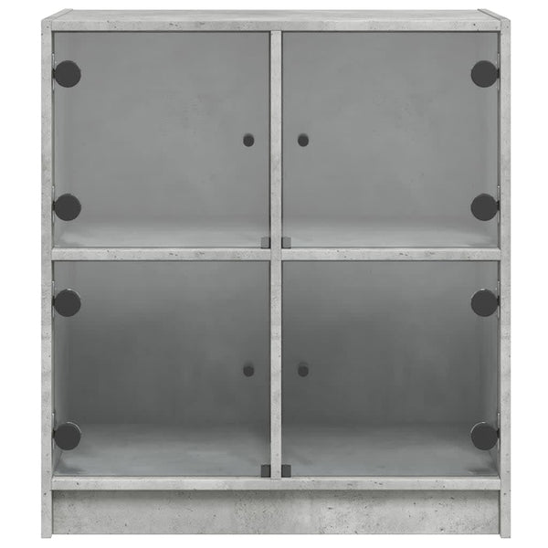Betongrauer Beistellschrank mit Glastüren