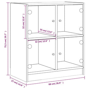 Beistellschrank Räuchereiche mit Glastüren