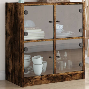 Beistellschrank Räuchereiche mit Glastüren