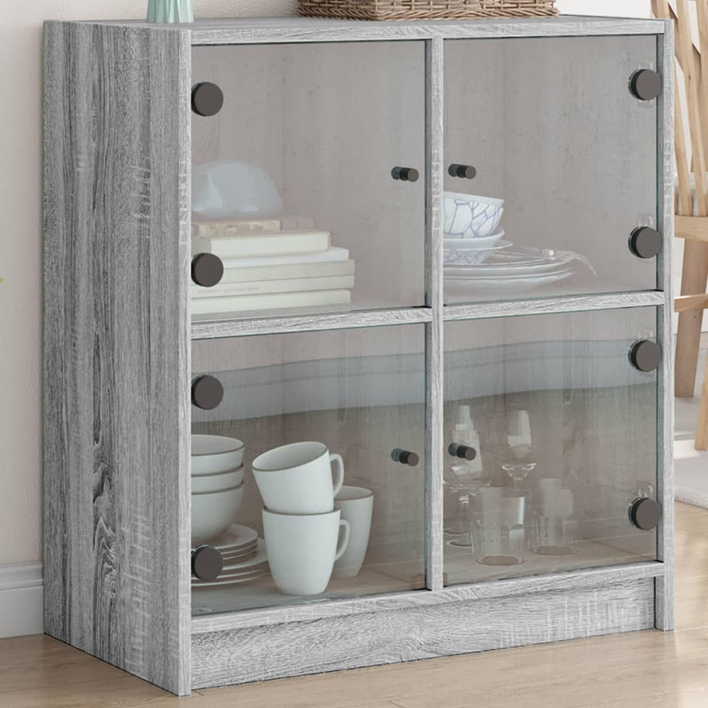 vidaXL Sideboard with Glass Doors Gray Sonoma 68x37x75.5 cm