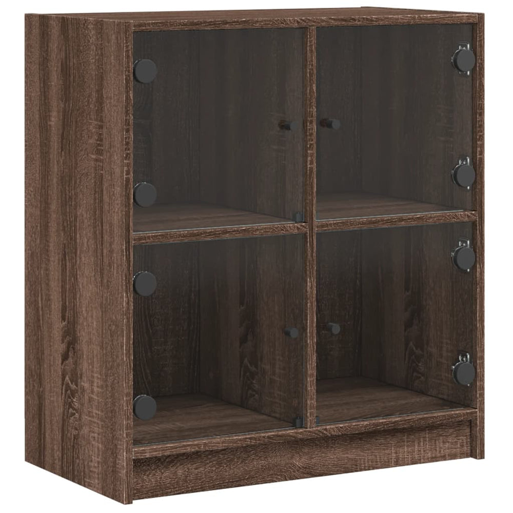 Beistellschrank Braun Eichen-Optik mit Glastüren