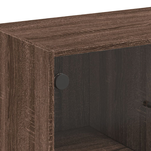 Beistellschrank Braun Eichen-Optik mit Glastüren