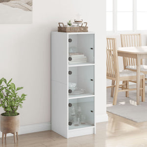 Weißes Highboard mit Glastüren 35x37x109 cm