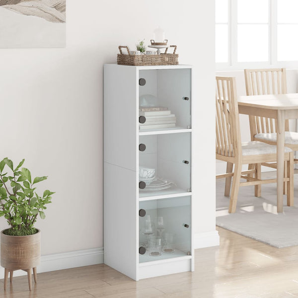 Weißes Highboard mit Glastüren 35x37x109 cm
