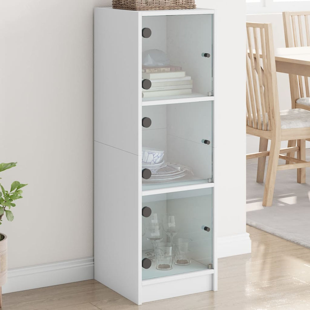 Weißes Highboard mit Glastüren 35x37x109 cm