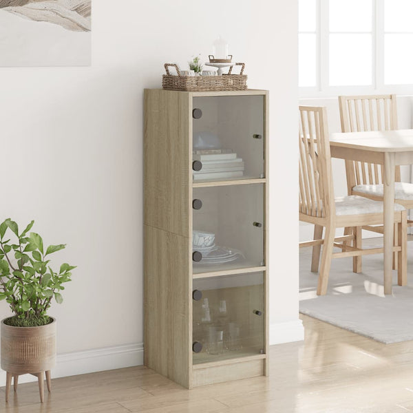 Highboard Sonoma-Eiche mit Glastüren 35x37x109 cm