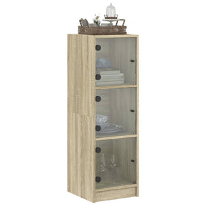 Highboard Sonoma-Eiche mit Glastüren 35x37x109 cm