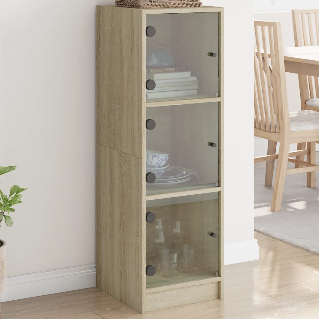 Highboard Sonoma-Eiche mit Glastüren 35x37x109 cm