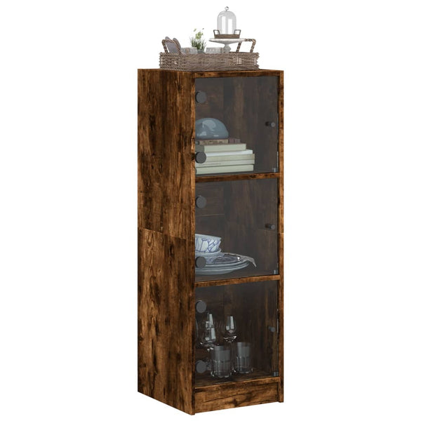 Highboard Räuchereiche mit Glastüren 35x109 cm