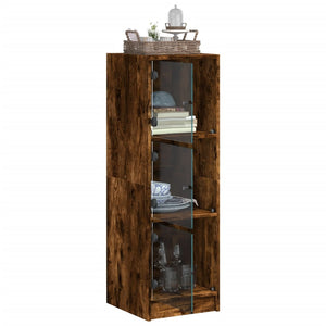 Highboard Räuchereiche mit Glastüren 35x109 cm