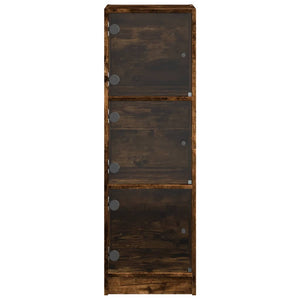 Highboard Räuchereiche mit Glastüren 35x109 cm