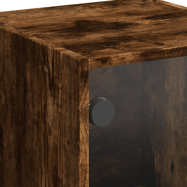 Highboard Räuchereiche mit Glastüren 35x109 cm
