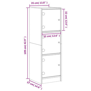 Highboard Räuchereiche mit Glastüren 35x109 cm