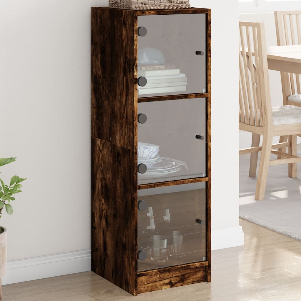Highboard Räuchereiche mit Glastüren 35x109 cm
