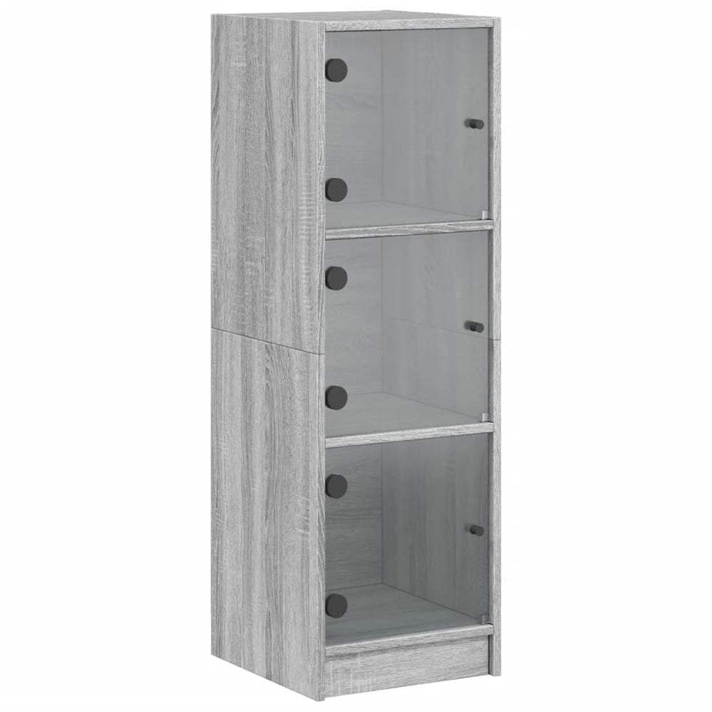 vidaXL Sideboard with Glass Doors Grey Sonoma 35x37x109 cm