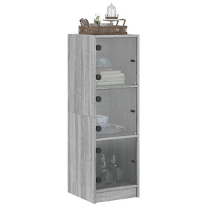 Highboard Grau Sonoma mit Glastüren 35x37x109 cm