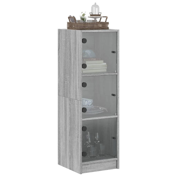 Highboard Grau Sonoma mit Glastüren 35x37x109 cm