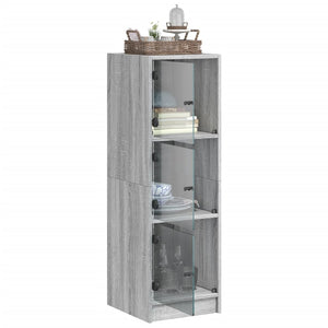 Highboard Grau Sonoma mit Glastüren 35x37x109 cm