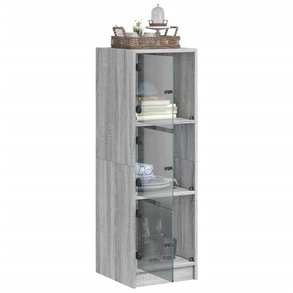 Highboard Grau Sonoma mit Glastüren 35x37x109 cm