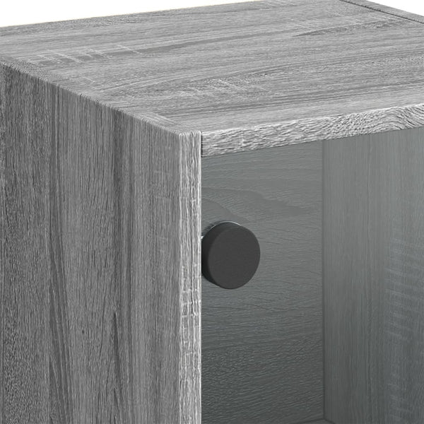 Highboard Grau Sonoma mit Glastüren 35x37x109 cm