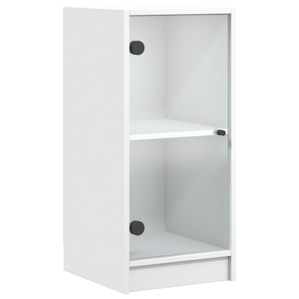 Weißer Beistellschrank mit Glastüren
