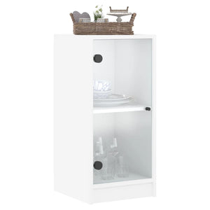 Weißer Beistellschrank mit Glastüren
