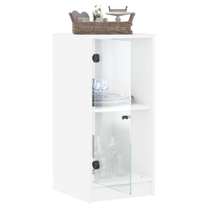 Weißer Beistellschrank mit Glastüren