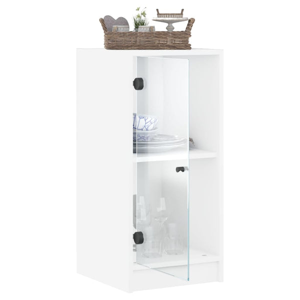 Weißer Beistellschrank mit Glastüren