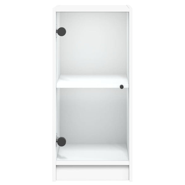 Weißer Beistellschrank mit Glastüren