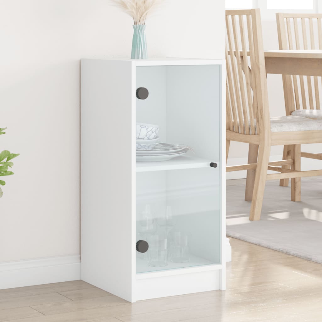 Weißer Beistellschrank mit Glastüren