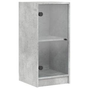 Betongrauer Beistellschrank mit Glastüren