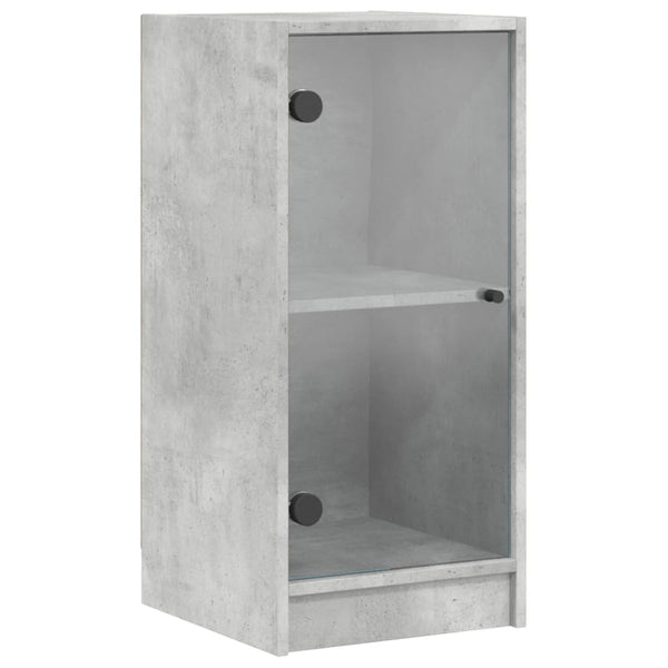 Betongrauer Beistellschrank mit Glastüren