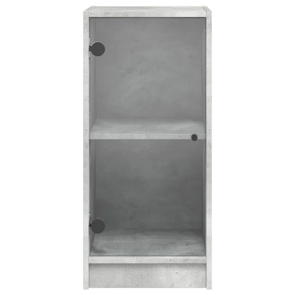 Betongrauer Beistellschrank mit Glastüren