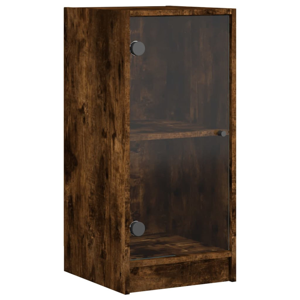 vidaXL Sideboard with Glass Doors Smoked Oak 35x37x75.5 cm