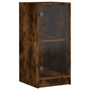 Beistellschrank Räuchereiche mit Glastüren 35x37x75,5 cm