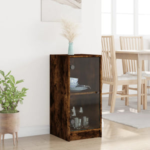Beistellschrank Räuchereiche mit Glastüren 35x37x75,5 cm