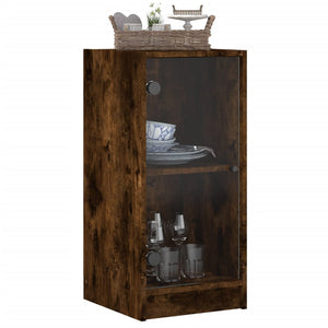 Beistellschrank Räuchereiche mit Glastüren 35x37x75,5 cm