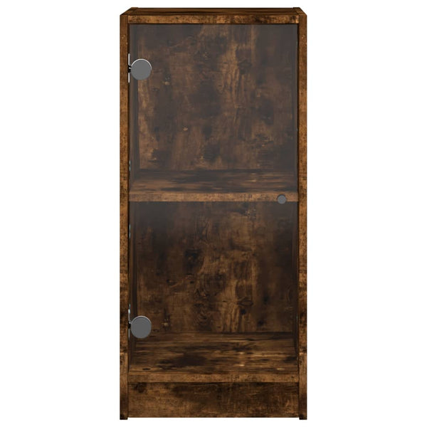 Beistellschrank Räuchereiche mit Glastüren 35x37x75,5 cm