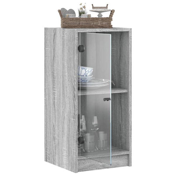 Grau Sonoma Beistellschrank mit Glastüren