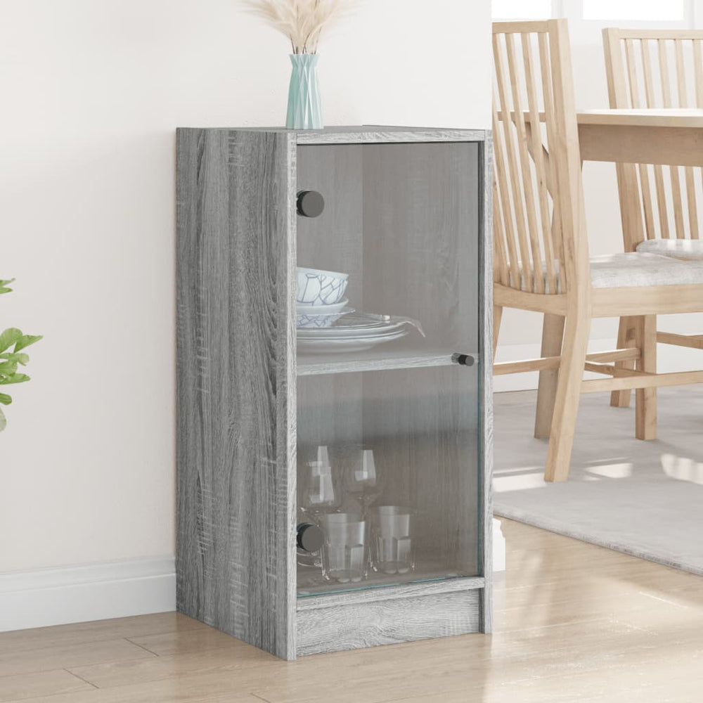 vidaXL Sideboard with Glass Doors Gray Sonoma 35x37x75.5 cm