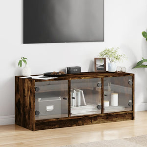 TV-Schrank Räuchereiche mit Glastüren 102 cm