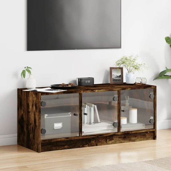 TV-Schrank Räuchereiche mit Glastüren 102 cm