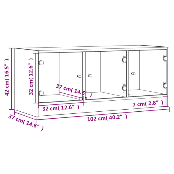 TV-Schrank Räuchereiche mit Glastüren 102 cm