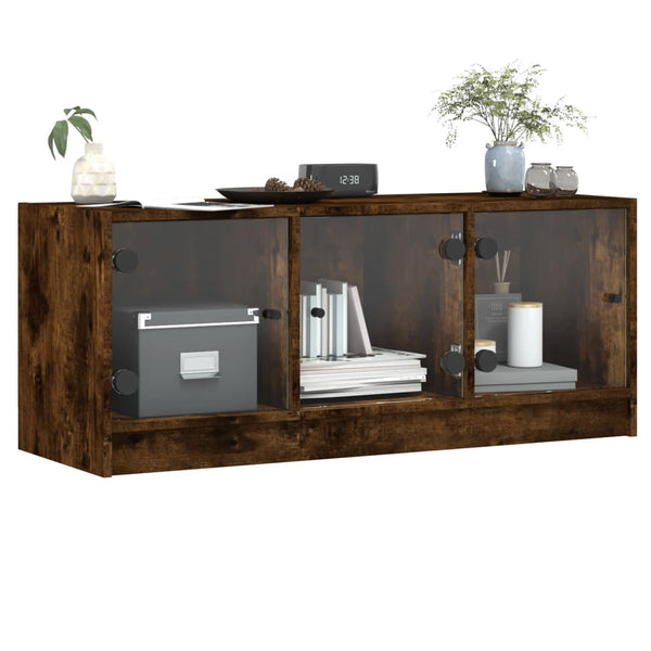 TV-Schrank Räuchereiche mit Glastüren 102 cm