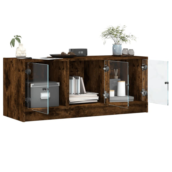 TV-Schrank Räuchereiche mit Glastüren 102 cm