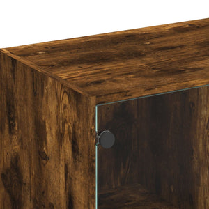TV-Schrank Räuchereiche mit Glastüren 102 cm
