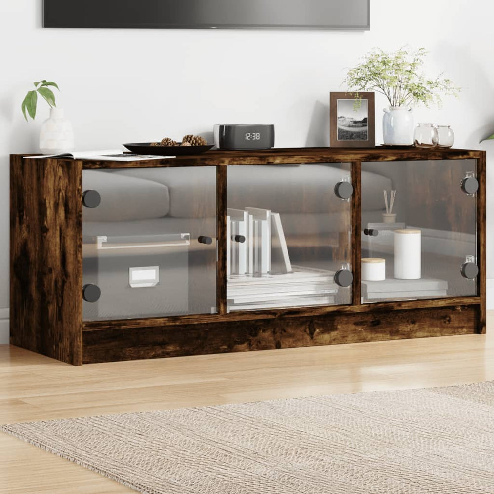 TV-Schrank Räuchereiche mit Glastüren 102 cm